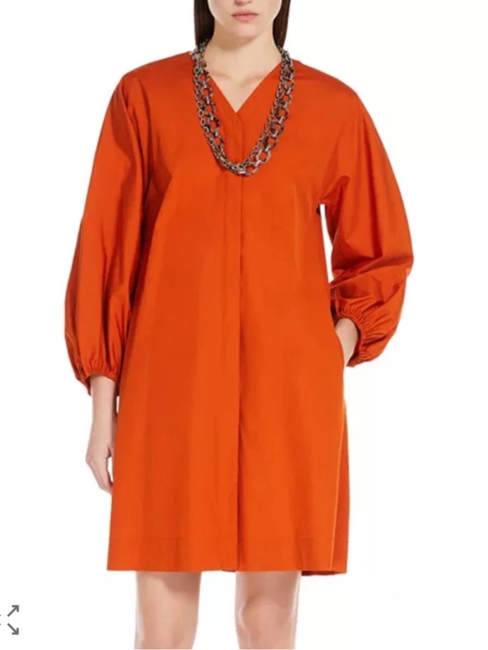 'S MAXMARA Miki Cotton Mini Dress Orange Size 8 Euro‎ Summer Travel Loose Poplin